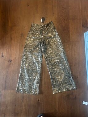 Banana Republic Kids Sparkle Sequin Wide-Leg Pants - Gold